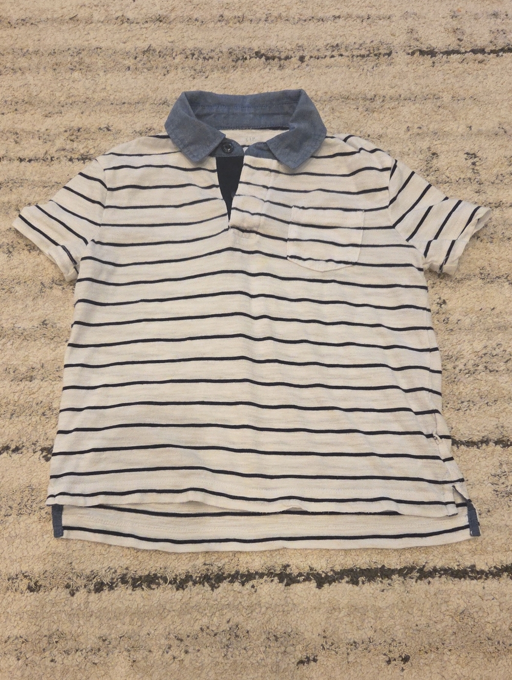 GAP kids Striped Polo with Chambray Collar Size XS